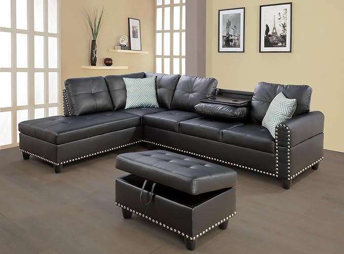 Wakefit Sectional Sofa Couch, Modern 4-Seaters Living Room Furniture Sets by Wakefit