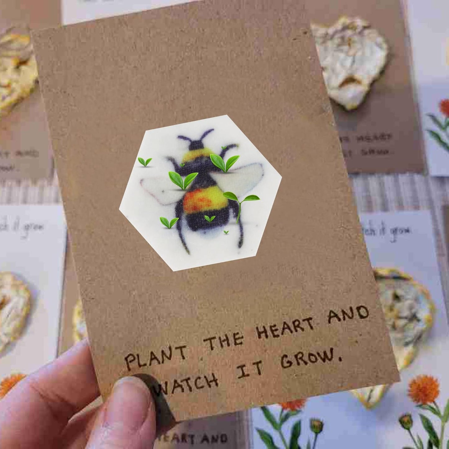 Plantable Wildflower Seed Paper Favors with Bee, Seed Packets Birthday Party Wedding Baby Shower Favors for Guests- Handmade Funeral Memorial Paper (Set of 24)