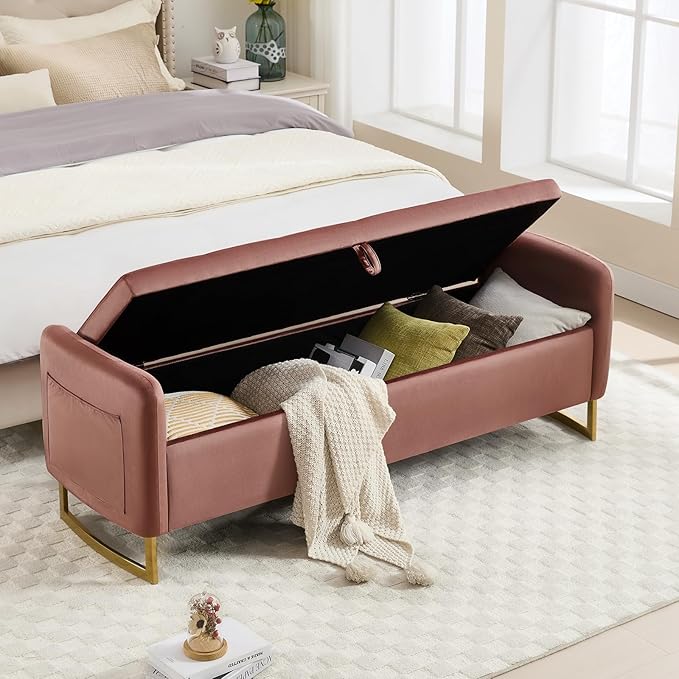 65" End of Bed Storage Bench, Modern Storage Benches - Image 3