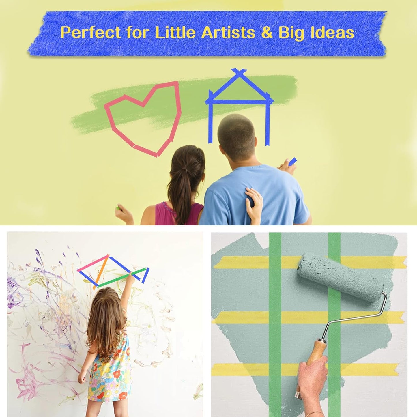 SWRT Colored Masking Tape 6-Pack, 0.7 Inch x 16 Yards Each Roll Rainbow Painter’s Tape Set for Arts, Crafts, Labeling & Teacher – Easy Tear, Residue-Free, Vibrant Colors