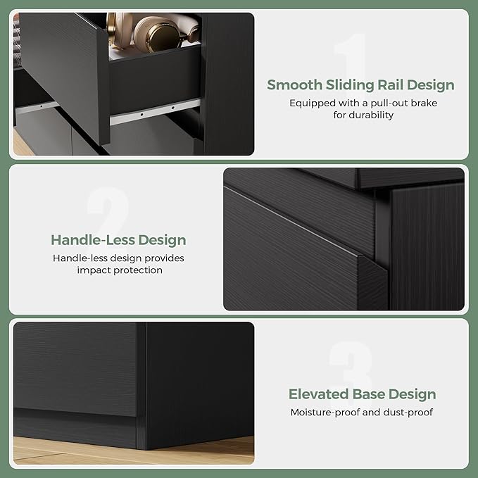 Jocoevol Modern Black 7 Drawer Dresser - Image 6