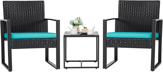 Flamaker Patio Set Outdoor Wicker Furniture, Modern Bistro Set by Flamaker