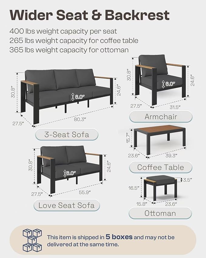Aluminum Outdoor Patio Furniture Set - Image 7