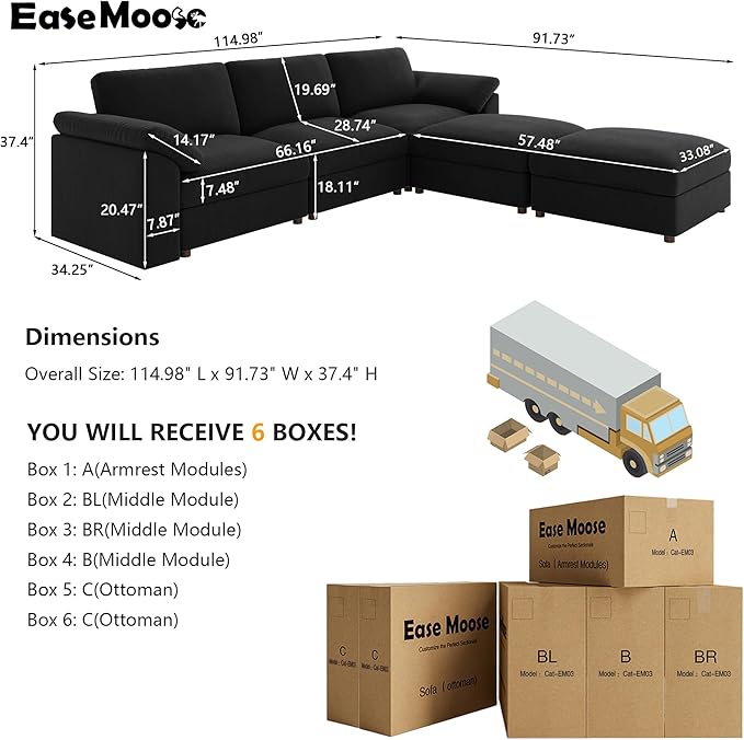 EASE MOOSE Oversized Modular Sectional Sofa, Extra Large U Shape Sectional - Image 2