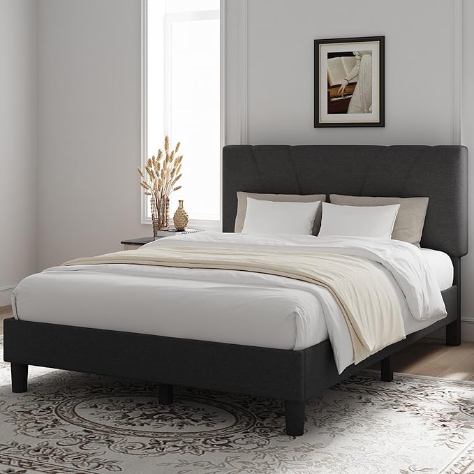 Novilla Queen Bed Frame with Headboard, Bed Frame Queen Size with Wood Slats - Image 3