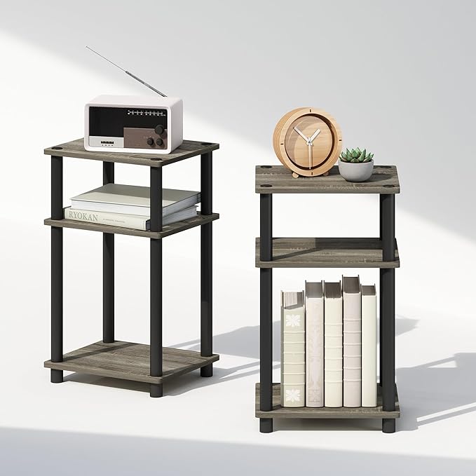 Furinno Just 3-Tier Turn-N-Tube Open Storage Nightstand, Plastic Poles - Image 6