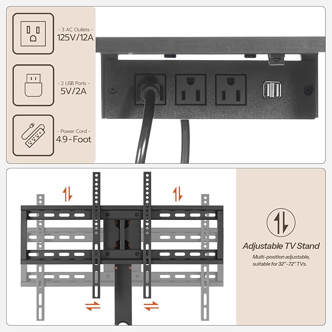HOOBRO TV Stand with Mount and Power Outlet, LED Entertainment Center with - Image 3
