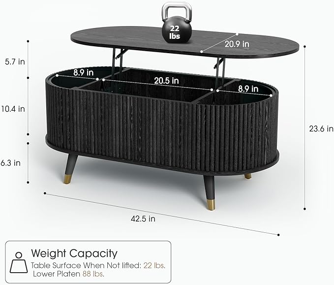 42.5" Oval Lift Top Coffee Table - Image 2