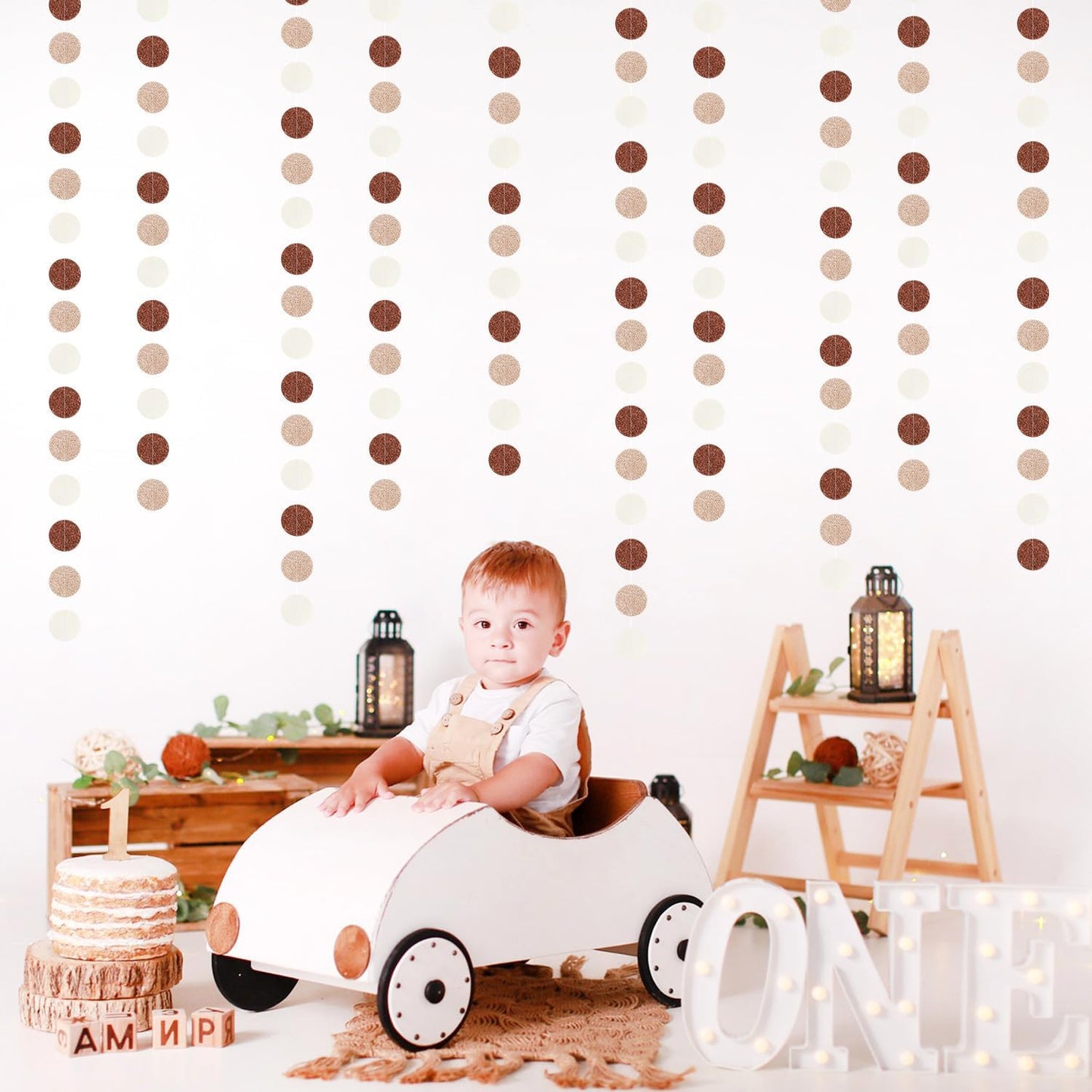 Boho Brown Champagne-Gold Party-Decorations Streamers-Garland - 52ft Fall Rustic Birthday Hanging Paper Banner,Autumn Baby Bridal Showe Neutral Wedding Bachelorette Decor Hugfond