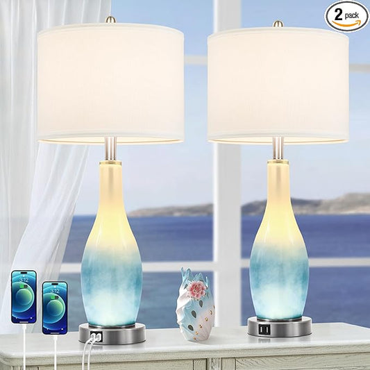 BesLowe 26in Tall Glass Table Lamps Set of 2 by BringYouBrightFuture
