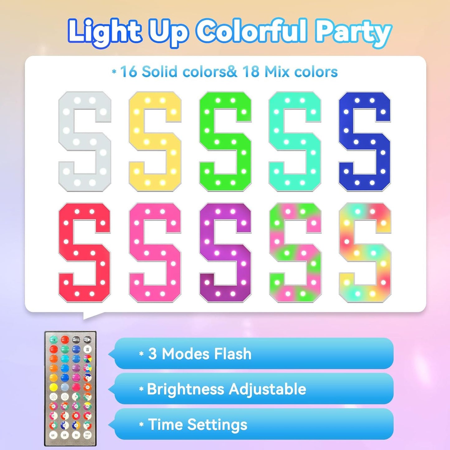 Ledido 4FT Marquee Light Up Letters, 34 Colors Changing Marquee Letter 4 Feet Tall with Remote, Big Letters for Party Wedding Graduation Birthday Decorations, Large Light Up Letter A