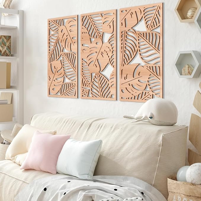 IARTTOP Large Wood Tropical Wall Art 15.9X32 Inch Carved Palm Leaves Wall Decor - Image 9