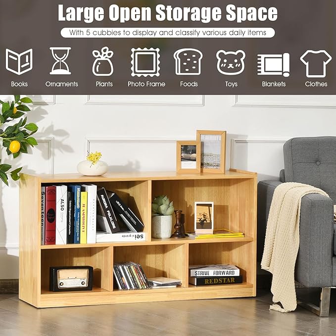 Tangkula 5 Cube Bookcase, 2 Tier Wooden Storage Open Bookshelf, Kid's Playroom - Image 6