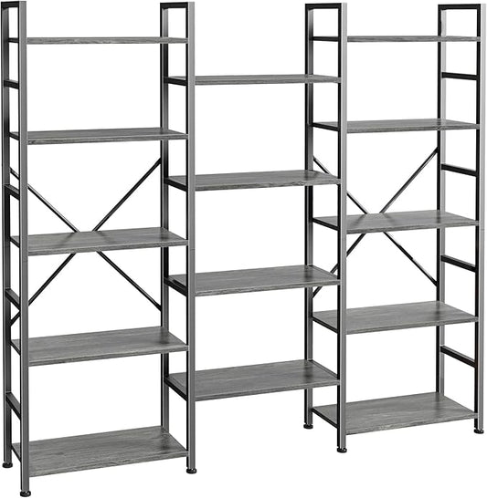 SUPERJARE Triple Bookshelf, Bookcase by SUPERJARE