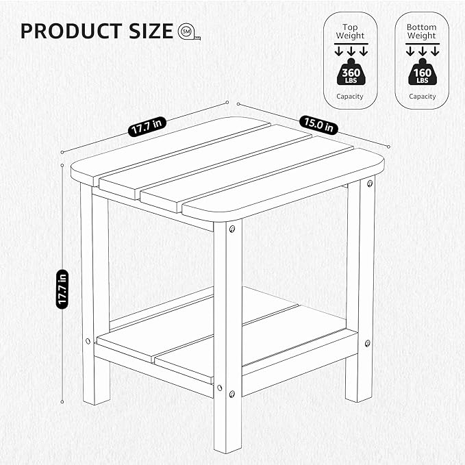 SERWALL Double Adirondack Side Table End Table Set of 6- Tiffany - Image 2