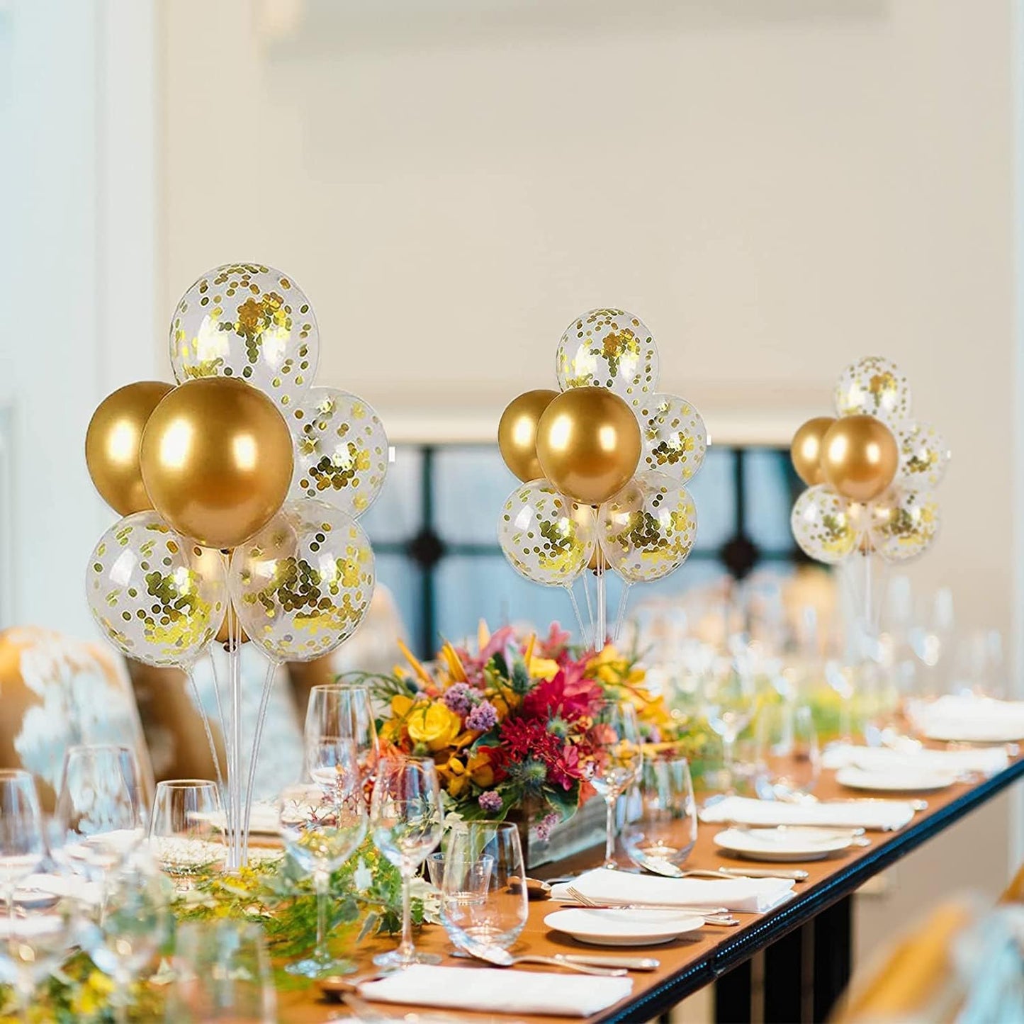 2 Set Balloon Stand Kit - Balloon Sticks With Base for Table Balloon Centerpiece Decorations for Birthday Graduation Gender Reveal Baby Shower Party Decorations