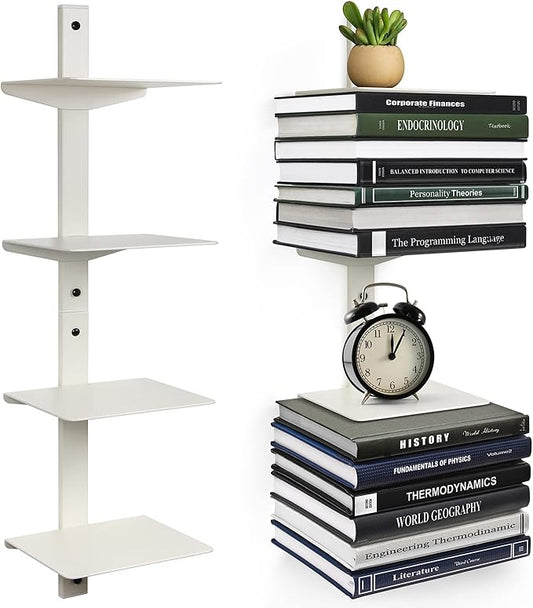 Floating Book Shelves for Wall, 4 Tier Invisible Floating Bookshelf, Vertical by ART-GIFTREE