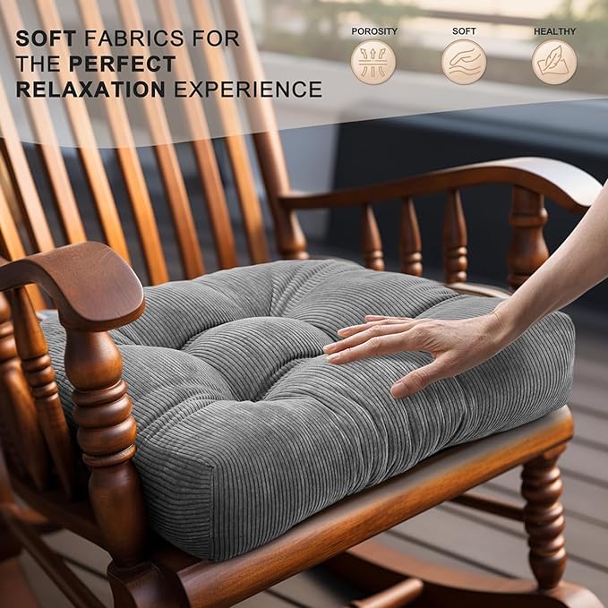 Lokex Rocking Chair Cushion Only, Tufted Non-Slip Comfortable Rocking Chair - Image 4