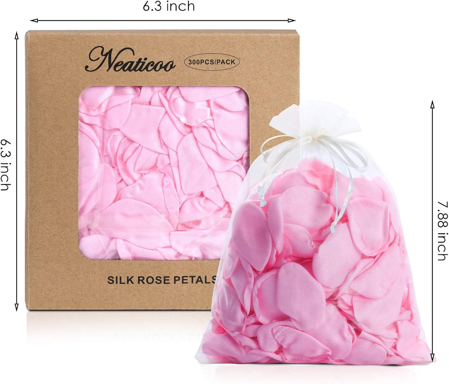 300pcs Silk Rose Petals Pink Artificial Flower Petals for Wedding Flower Girl Basket Table Centerpieces Party Favor Romantic Night Decoration -Pink