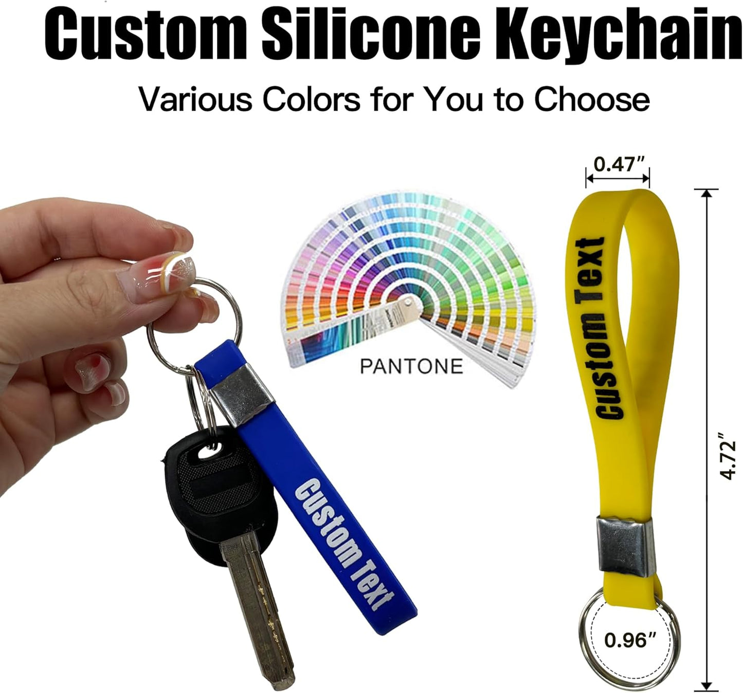 50 Personalized Silicone Keychains for Backpack Key Cellphone, Custom Silicone Keyrings CustomText/Icon for Adults