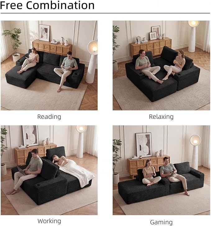 104" L Shaped Boneless Sectional Couches - Image 3
