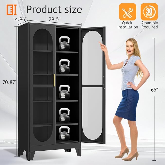 PAOFIN 71" H Locking Display Cabinet - Image 3