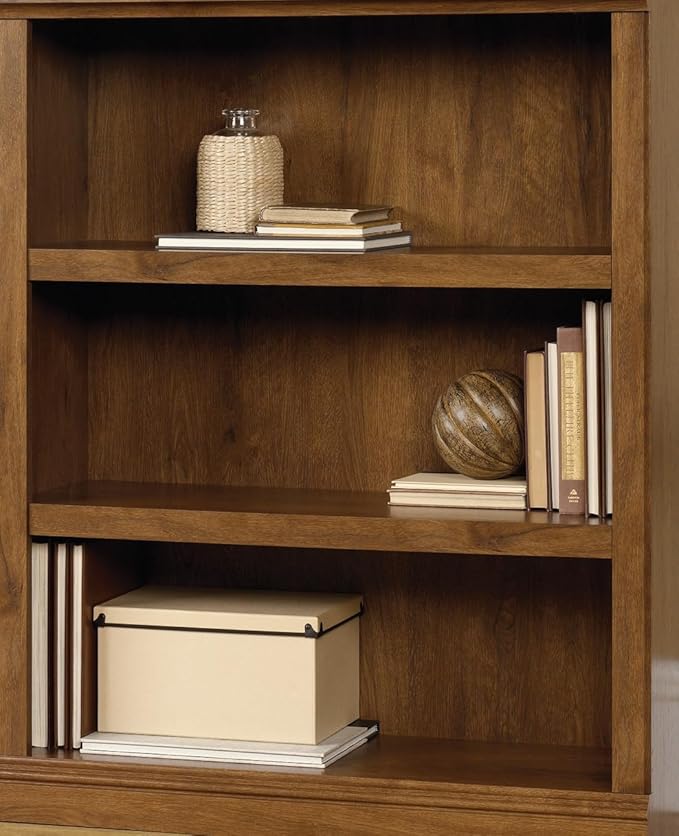 Sauder Miscellaneous Storage 3-Shelf Bookcase/ Book shelf, Oiled Oak finish - Image 5