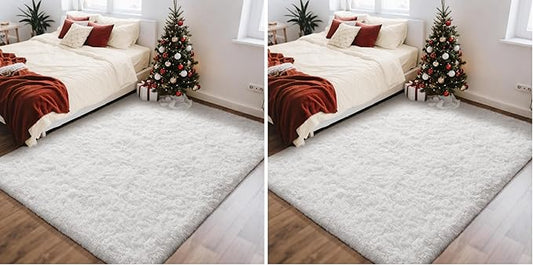 Ophanie White Rugs for Bedroom Fluffy, 4x6 Nursery Soft Fuzzy Shag Plush Shaggy by Ophanie