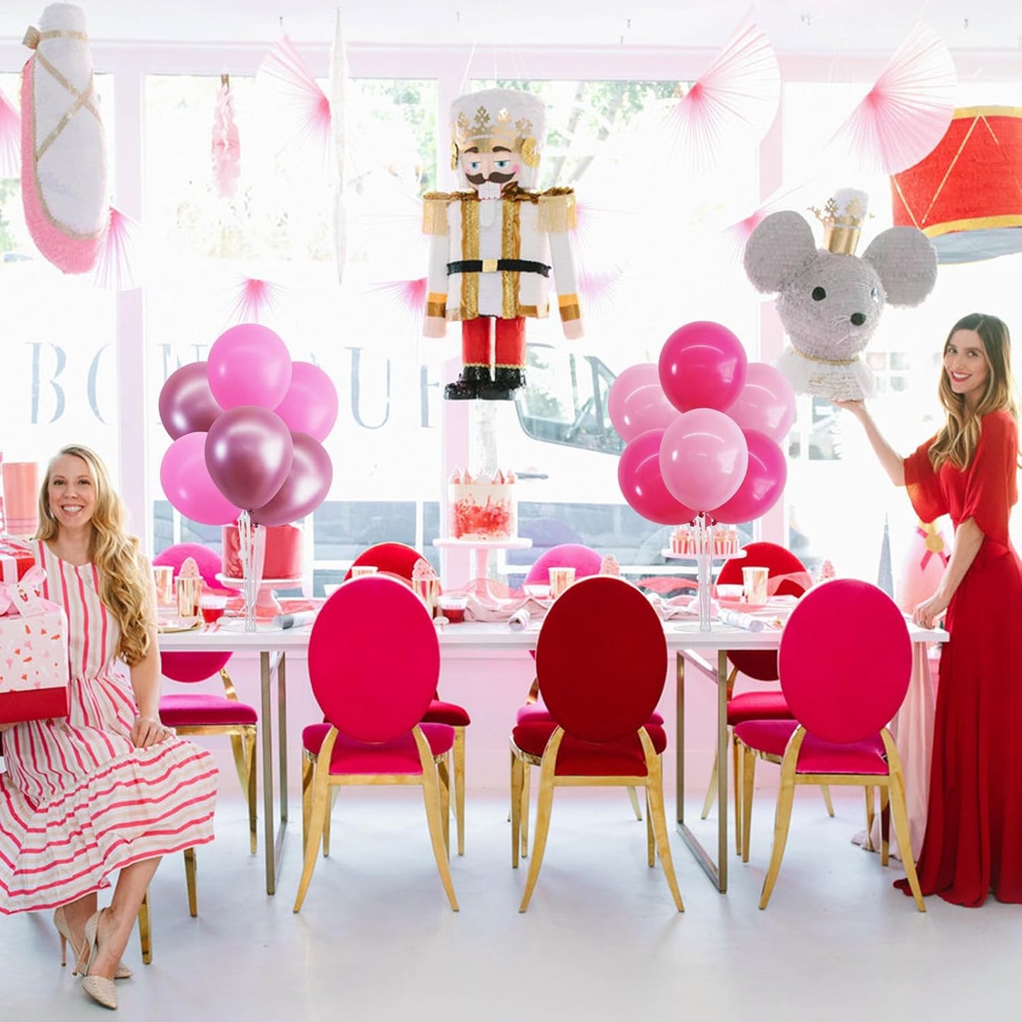 TONIFUL 4 Set Metallic Pink Balloon Stand Centerpiece Table Decorations for Baby Shower Wedding Engagement Bridal Shower Princess Party Decoration Sweet 16th Girl Birthday Party Decorations