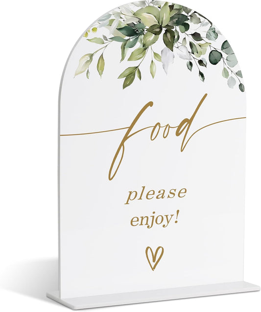 Food Signs for Party, Greenery Gold Bridal Shower Decorations, Dessert Bar Sign, Wedding Signs for Ceremony and Reception, Engagement Decor, Wedding Table Acrylic Decor, Bachelorette Party Favors - 20
