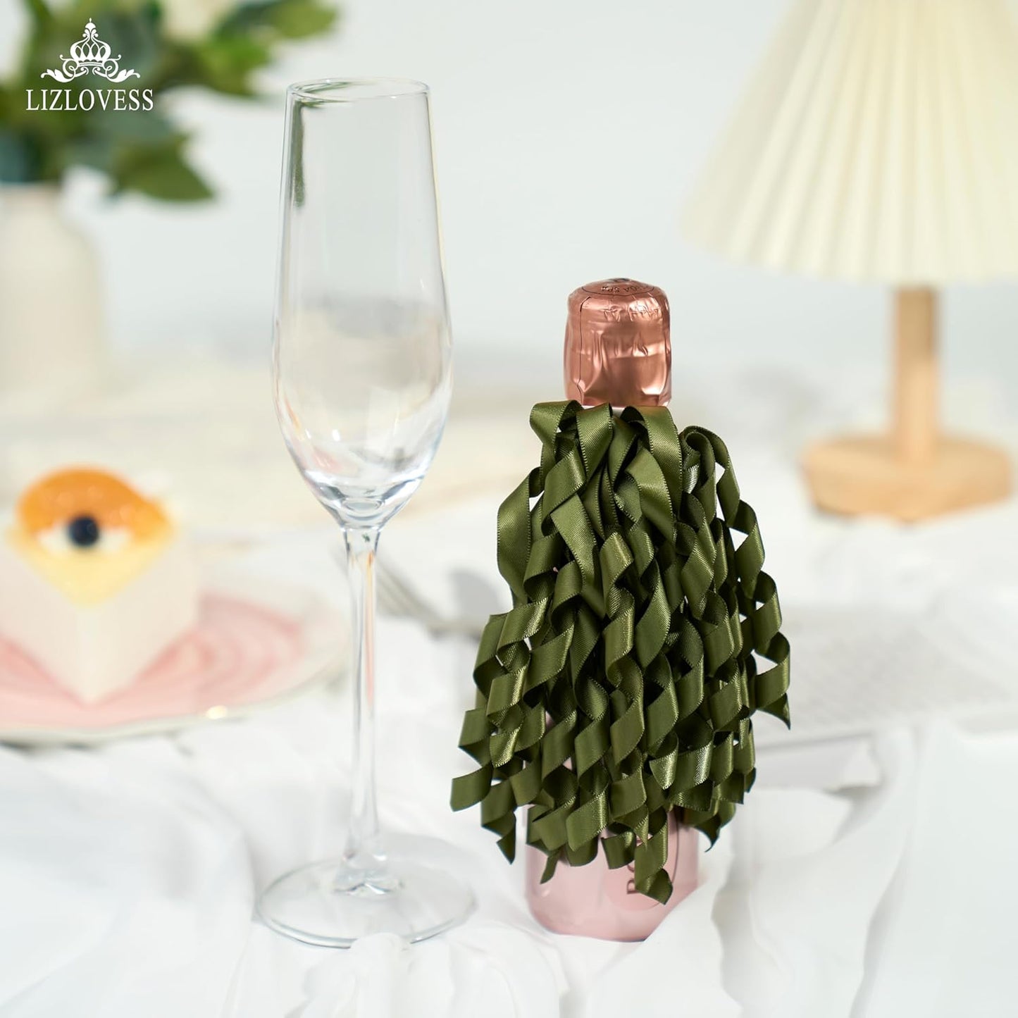 6 Inch Moss Curly Bows for Gift Wrapping Set of 6, Self Adhesive Bows Olive Green Gift Bows for Presents, Satin Ribbon Bows for Birthday, Wedding, Christmas, Bridal Shower