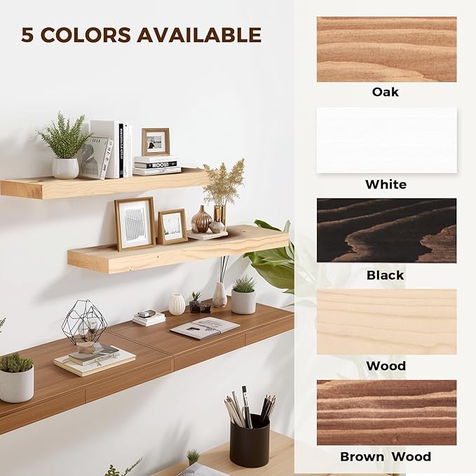 36x8x1.6 inch Floating Shelves Set of 2 – Solid Wood Rustic Wood Wall Mounted - Image 8