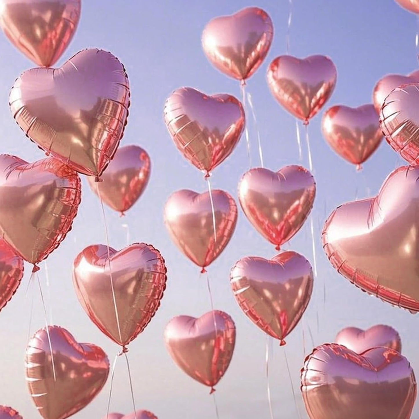 Pink Heart Balloons, 18 Inch Pink Heart Shape Balloon, 12PCS Heart Foil Helium Romantic Balloons for Girls Birthday Baby Shower Wedding Engagement Anniversary Party Decoration