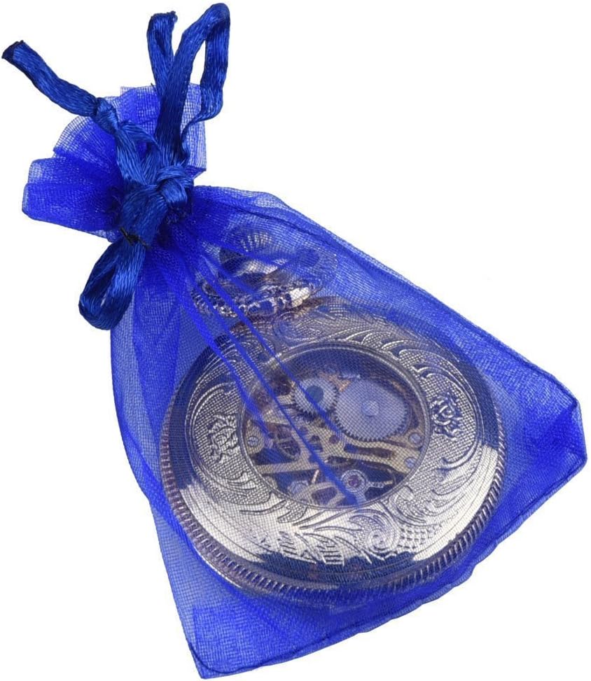 Wudygirl 100pcs 5X7 Blue Organza Bags with Drawstring Jewelry Lipstick Cosmetics Pouches Baby Shower Party Wedding Favor Candy Bags(Blue 5X7)