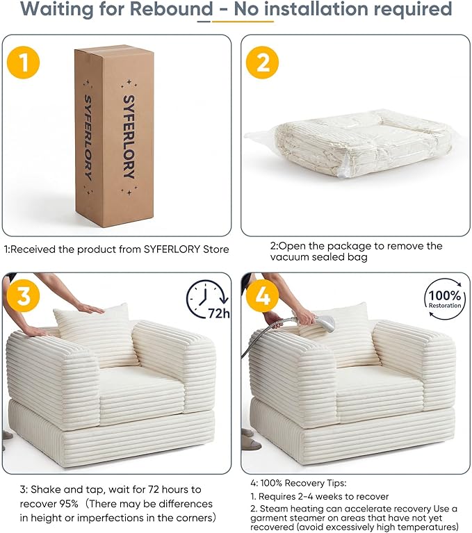 SYFERLORY Versatile 2 in1 Armchair Accent Chair Couch Convertible Boneless - Image 7