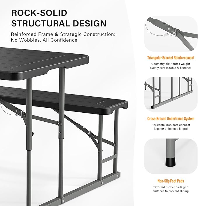 VINGLI Folding Picnic Table and Bench Set - Image 3