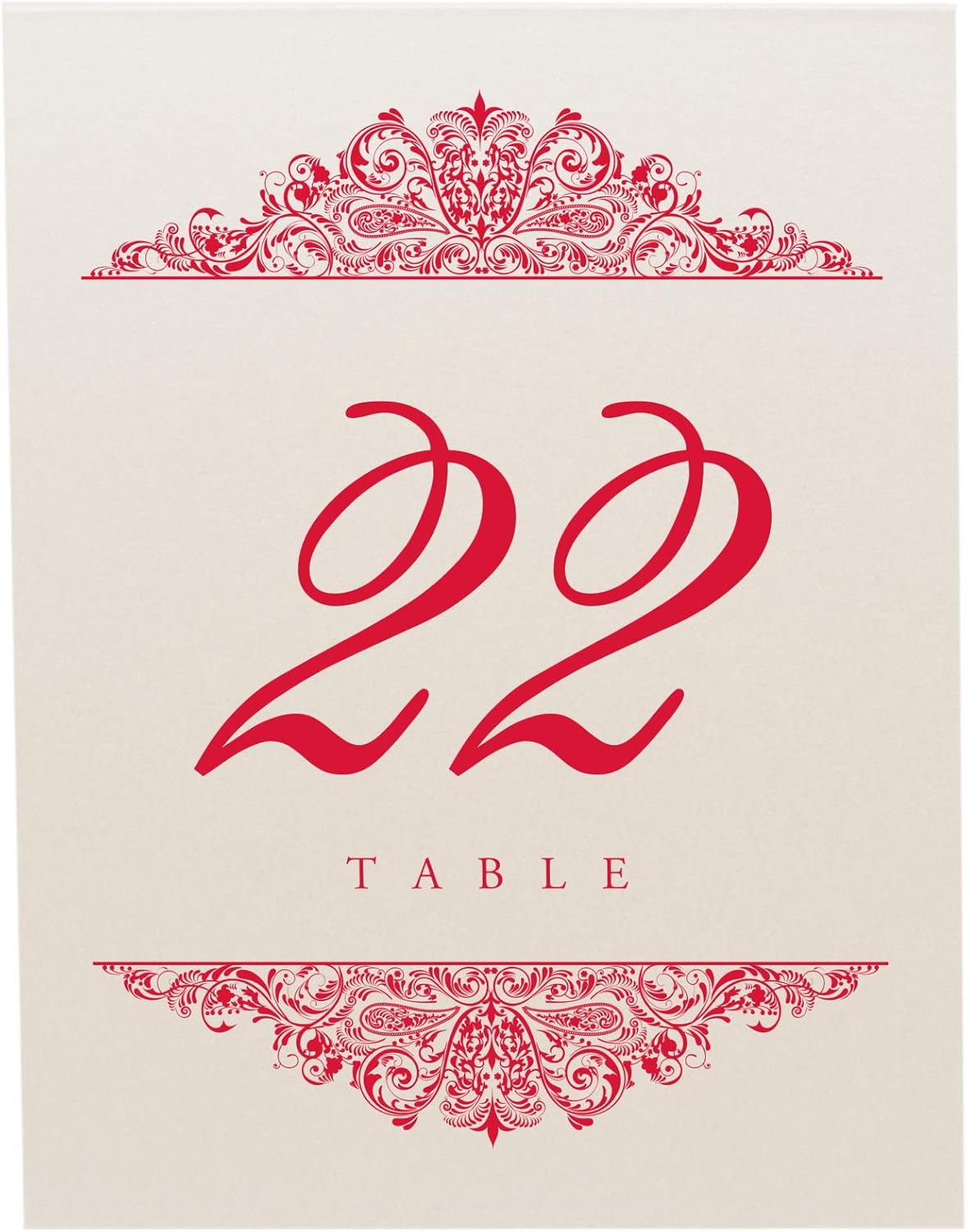 Paisley Wedding Table Numbers (Select Color/Quantity), Champagne, Ruby Red, 1-25, Double Sided, Tent or Use in a Stand, Great for Parties & Restaurants - Made in the USA