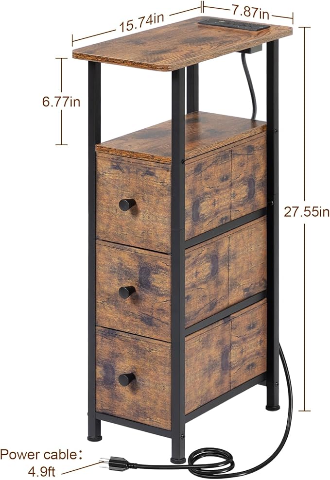 LOAKEKEL Narrow End Tables Living Room Set of 2 - Image 3