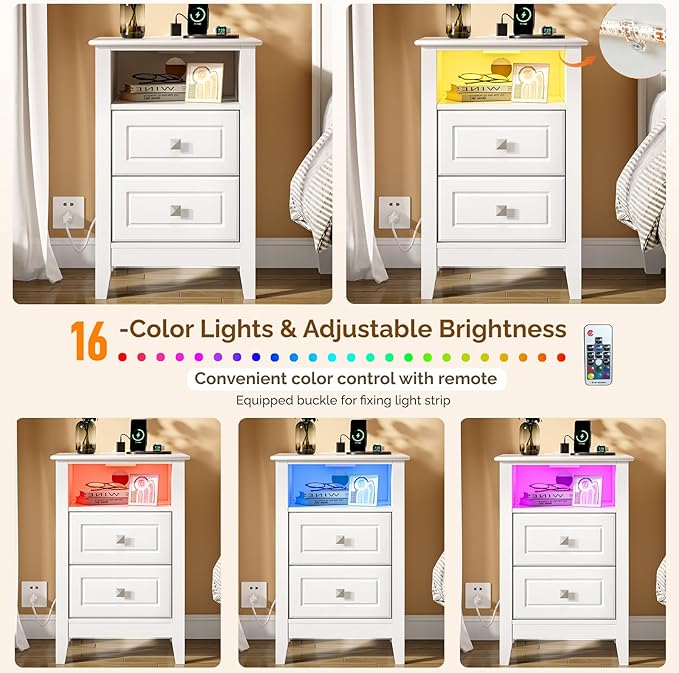 Bonnlo White Nightstand Set of 2 - Image 6