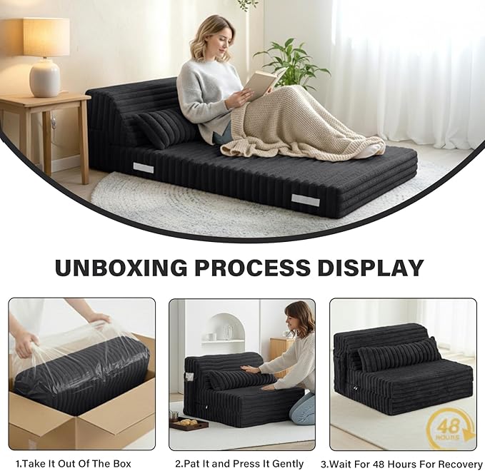 Tiita Folding Sofa Bed Twin Size, Convertible Sleeper Chair Mattress - Image 7