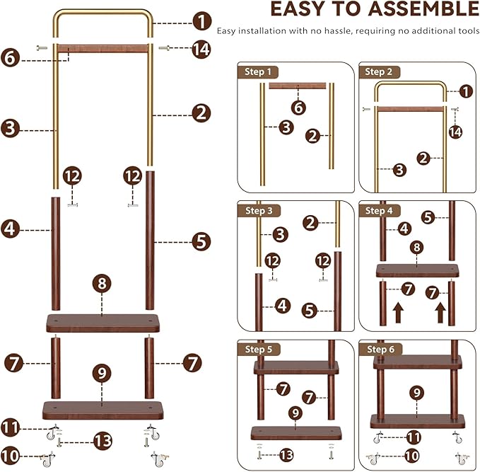 Taitiy Clothes Rack Solid Wood Coat Rack, - Image 6
