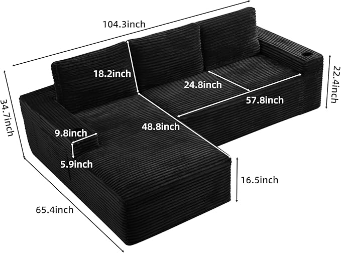 104" L Shaped Boneless Sectional Couches - Image 2