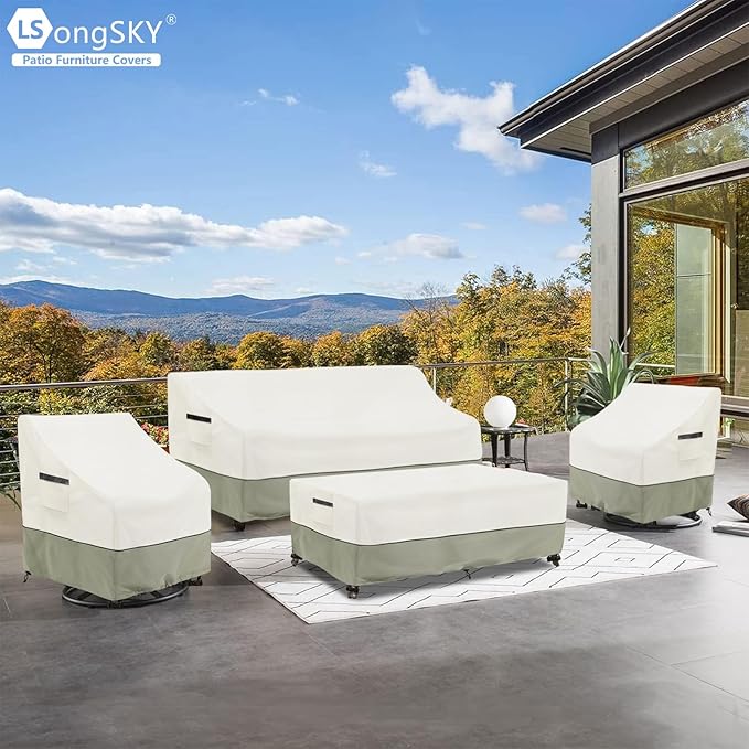 Patio Furniture Covers 4 Piece Set, 600d Heavy Duty Outdoor Furniture Covers - Image 7