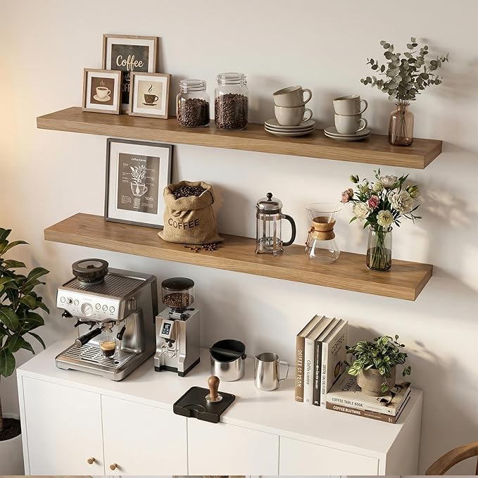 47in Floating Shelves for Wall, Wall Mounted Shelves for Decor Storage Set of 2 - Image 2