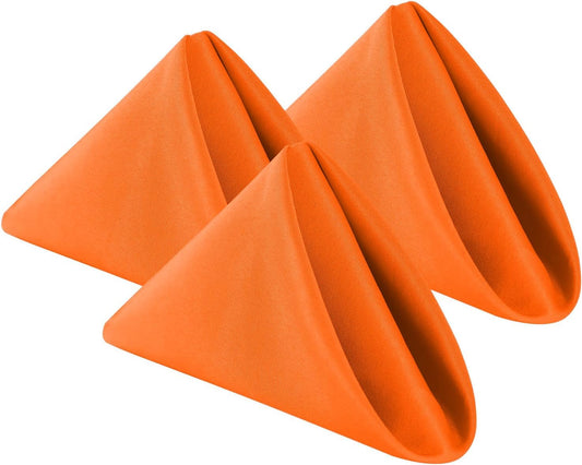 Cupuamon Cloth Napkins 17x17 inch Washable Polyester Dinner Napkins Soft Table Napkins for Wedding Party Dining Banquet(Orange,12PCS)