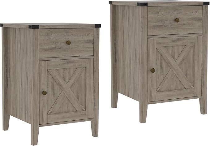 Betterhood Barnwood Rustic Farmhouse Nightstand, Side Table by Betterhood