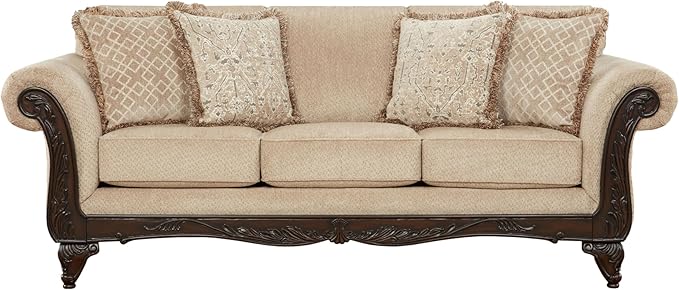 Hernen Carved Wood Frame Sofa - Image 8