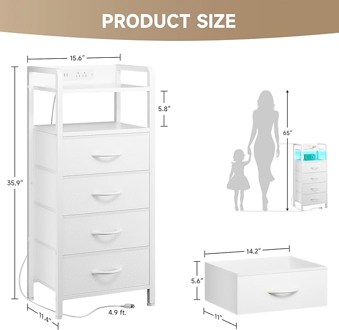 Lazzanto Night Stand Bedside Charger Bedroom - Image 3