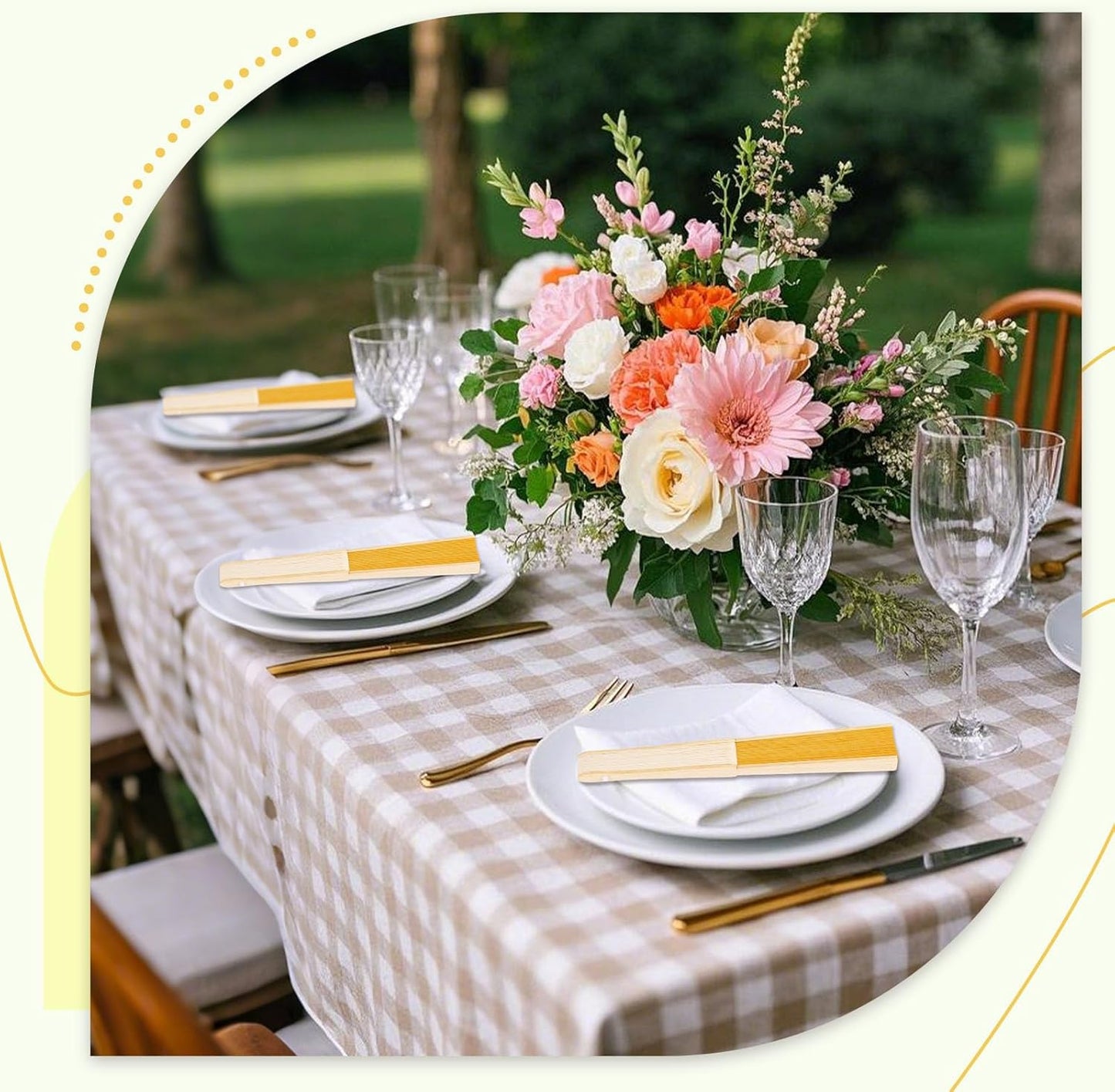 JOHOUSE 12 Pcs Foldable Hand Fan, 8.3 Inch Yellow Paper Fans for Lemon Party Decorations, Wedding, Baby Shower DIY Crafts Photography Props