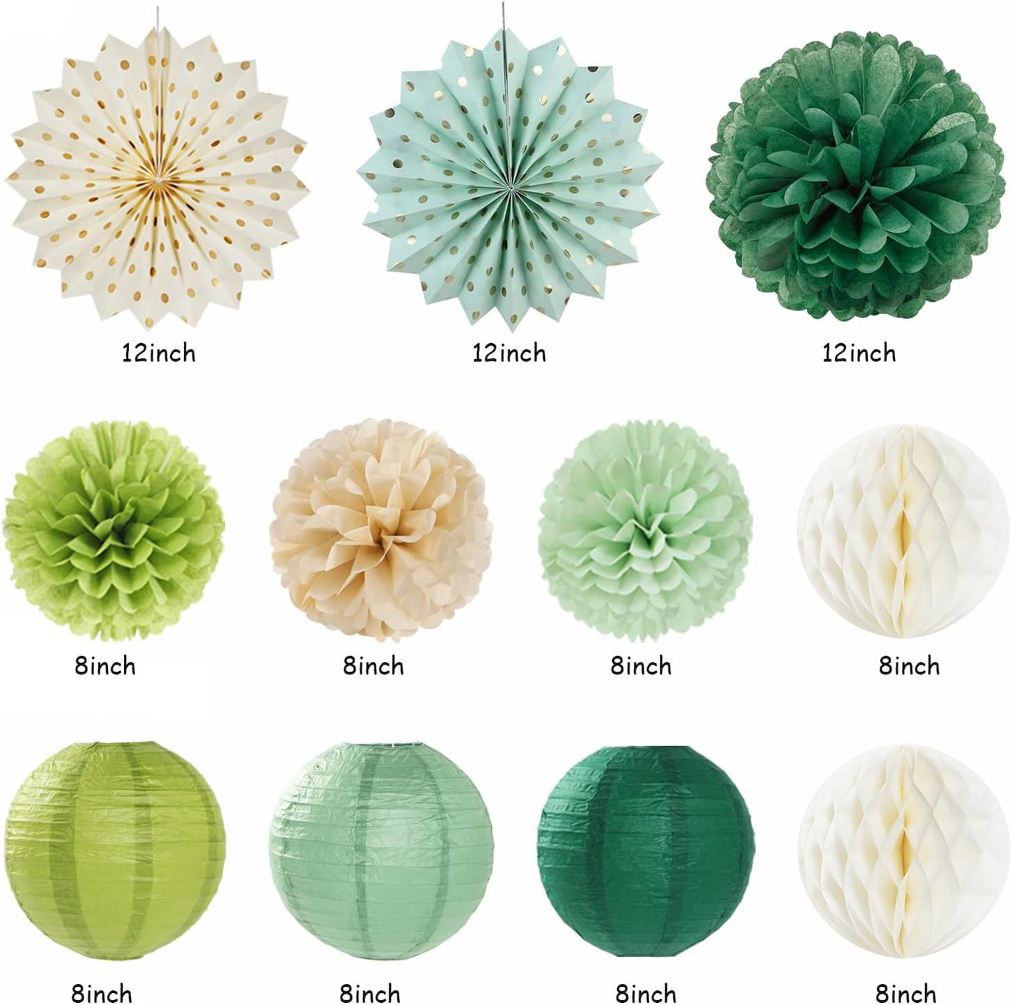 Sage Green Champagne-Gold Bachelorette Party-Decorations - 21pcs Baby Bridal Shower Banner Garland, Bride To Be Paper Streamers Lanterns,flower Tissue Pom Poms Fan,Wedding Backdrop Decor Huglony